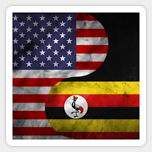 USA and Uganda Dual Flag Yin Yang Combination Sticker